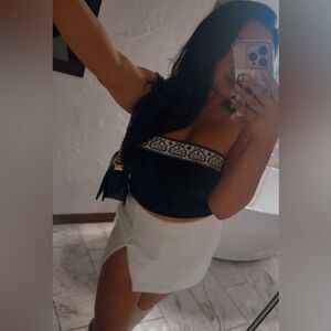 Black and White Embroidered Women's tube top
